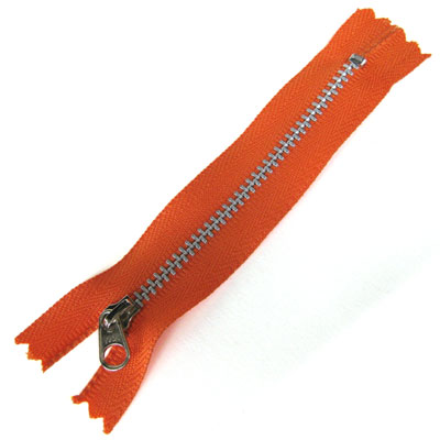 YKKアルミ製ファスナー10cmのテープ色＃523橙色色タイプの商品見本